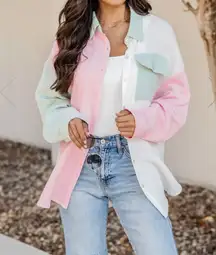 Color Block Button Down Shirt