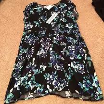 Black and blue floral babydoll dress never worn