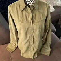 Columbia  Army Green Soft Long Sleeve Shirt Size Medium