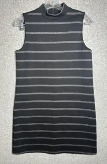 Paraphase Dress Womens Size 6 Tank Sleeveless Striped Gray Black Stretch Mock