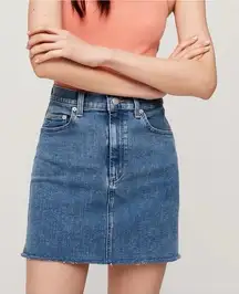 Wilfred Free Blue Cut Off Denim Skirt Size 4 Fall Casual Capsule Aritzia