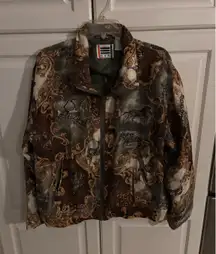 EVR Silk Zebra Baroque Print Bomber Jacket Women's Large vntage L