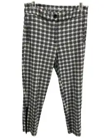 Betabrand Black Cream Plaid Ankle Zip Stretchy Dress Yoga Crop Trouser Pant PS