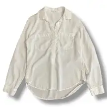 Bella Dahl White Tencel Popover Blouse Shirt Small USA Made