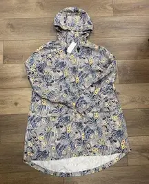 Vera Bradley  Rainforest Toile packable rainjacket NWT medium grey blue floral