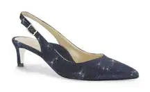 Ron White Marika Navy Sparkle Slingback Pump 39 US 8.5 NWOB Kitten Heel