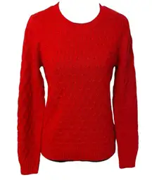 Croft & Barrow Petite XS Red Cable Knit 100% Cotton Pullover Crew Neck Sweater