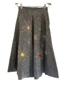 Starburst Pom Pom Jacks 50’s Gray Wool Felt Swing Skirt Size Small?