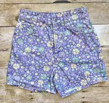 Zara Ditsy Floral High Waisted Denim Shorts