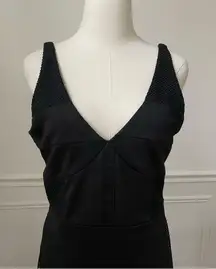 NWT  Black Tank BodyCon Dress Mesh Sides L