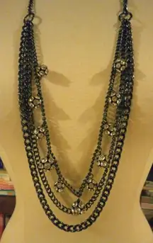 Premier Designs “All Decked Out” Hematite Multi Strand Necklace NEW