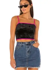 Giana Black and Pink Velvet Cropped Tank Top Size Small