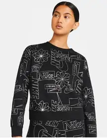 Nike Icon Clash Fleece Sweatshirt All over logo Black L ‎ Athletic Workout