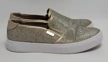 G By Guess Los Angeles Gollys2 Slip-On Sneakers Metallic Gold Glitter Shoe Sz 8M