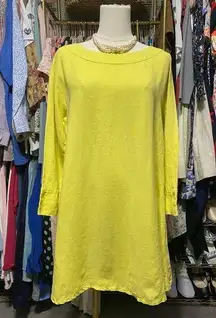 Tyler Böe 100% Linen Dress Yellow Size MEDIUM.