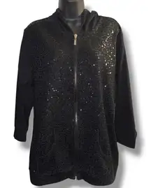 Quacker Factory black sequined hoodie