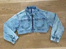 Dolls Kill - Momokrom Crop Denim Jacket in Blue