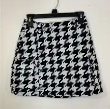 Adidas Ivy Park Womens Cargo Skirt Small Black/White Houndstooth Button Up