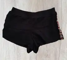 black shorts with multicolor pattern on sides 