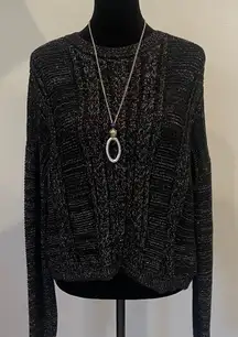 Black Metallic Knit Sweater glitter accents