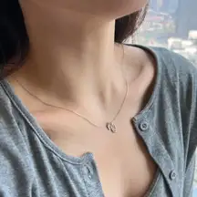 925 sterling silver ferry necklace, double charms angel wings