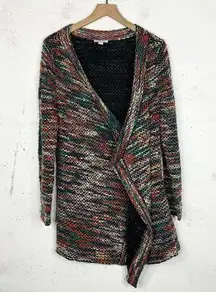 Boston Proper  Asymmetrical Multi Color Tweed Cardigan Sweater