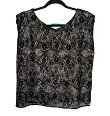 Alice &‎ Olivia shirt velvet lace overlay loned large sleeveless