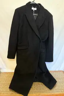 NWT L’Academie Black Wool Blend Trench Coat‎ Size Large
