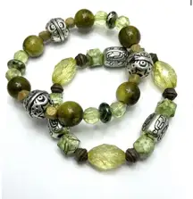 NEW! Sugar NY Vintage Green Stretch Beaded Bracelet Set