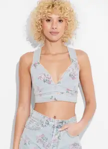 Wild Fable Floral Denim Crop Top