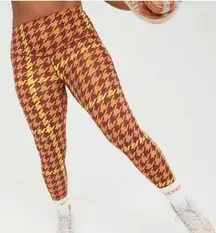 Aerie Offline 7/8 Cropped Leggings Brown Yellow Houndstooth