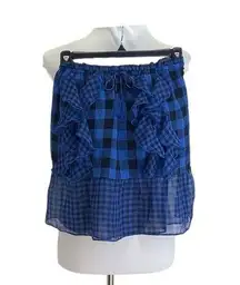 Tularosa Revolve Plaid Skirt Blue Size S Cottagecore Coastal Preppy Sheer Boho