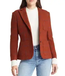 Rag & Bone Nancy Windowpane Plaid Wool Blazer in Rust Window