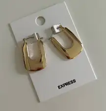 Express Chunky Rectangular Gold Hoop Earrings NEW