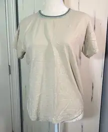 Madewell Tan Short Sleeve Tee with Striped Collar