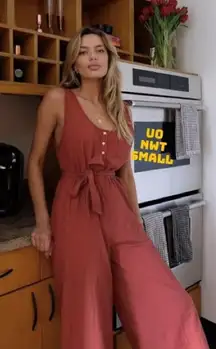 Out From Under Urban Outfitters Lily Lounge Burnt Orange button front Romper