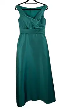 Alfred Sung Off the Shoulder Hunter Green Satin Formal Gown Size 4 NWT