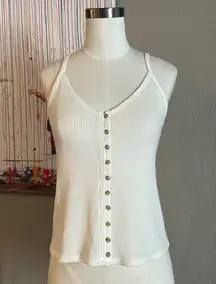 Ribbed knit button up tank