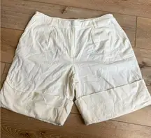 NA-KD‎ White Linen Blend Bermuda Shorts size 10