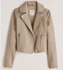 Abercrombie & Fitch - Nude Faux Leather Moto Jacket – Size Medium