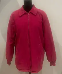Dark pink Corduroy Jacket zip front with pockets lined