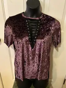 Velour lace up top