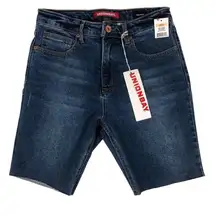 Unionbay NWT High Waisted Graham Denim Bermuda Bike Shorts in Santa Cruz Blue
