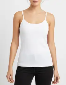 Planet Gold White Ribbed Spaghetti Strap Tank Top Camisole Size S