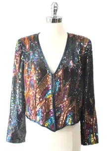 Vintage Jack Bryan Sequined/Beaded Top or Jacket small phoenix rising