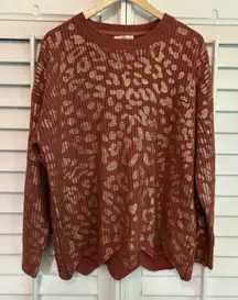 Entro Pink And Gold Animal Print‎ Sweater Size Medium