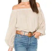 One x One Teaspoon Oakwood Off the Shoulder Top balloon sleeve Western S