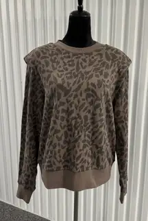 Pistola Women’s Brown Cheetah Print Crewneck Cotton Sweatshirt Size Small