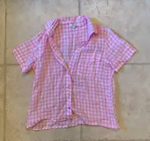 Frankie’s Bikinis Lou Button Up Top Pink