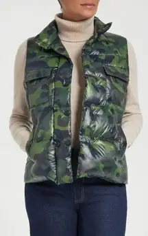 Anatomie Womens Printed Fallon Vest Puffer Knit Back Camo Print Wool Blend S